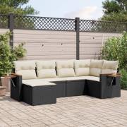 vidaXL Loungegrupp med dynor 6 delar svart konstrotting