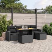 vidaXL Loungegrupp med dynor 6 delar svart konstrotting