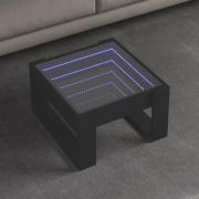 vidaXL Soffbord med Infinity LEDs svart 50x53x30 cm