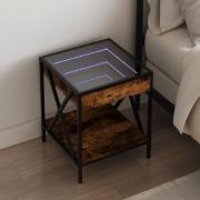 vidaXL Sängbord med Infinity LEDs rökfärgad ek 40x40x49 cm