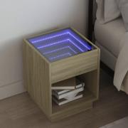 vidaXL Sängbord med Infinity LEDs sonoma-ek 40x40x50 cm