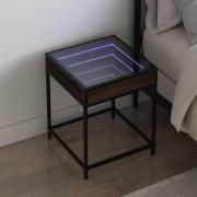 vidaXL Sängbord med Infinity LEDs brun ek 40x40x51 cm
