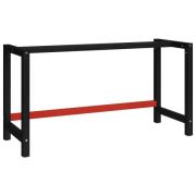 vidaXL Ram till arbetsbänk metall 150x57x79 cm svart och röd