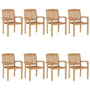vidaXL Stapelbara trädgårdsstolar 8 st massiv teak