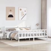 vidaXL Sängram utan madrass vit 200x200 cm massiv furu
