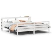 vidaXL Sängram med huvudgavel utan madrass vit 200x200 cm