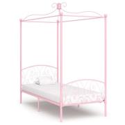 vidaXL Sänghimmel utan madrass rosa metall 90x200 cm