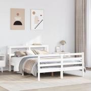vidaXL Sängram utan madrass vit 120x190 cm massiv furu