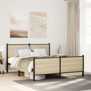 vidaXL Sängram utan madrass metall sonoma-ek 160x200 cm