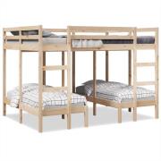 vidaXL Våningssäng 3 platser 140x200/70x140 cm massiv furu