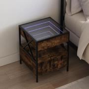 vidaXL Sängbord med Infinity LEDs rökfärgad ek 40x40x51 cm