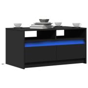 vidaXL Soffbord med LEDs svart konstruerat trä