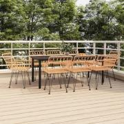 vidaXL Matgrupp för trädgården 9 delar konstrotting