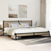 vidaXL Sängram utan madrass metall sonoma-ek 200x200 cm
