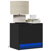 vidaXL Väggmonterade sängbord med LED-lampor 2 st svart