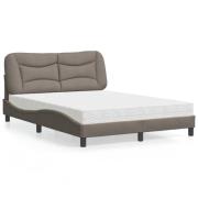 vidaXL Säng med madrass taupe 140x200 cm tyg