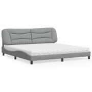 vidaXL Bed with Mattress "Hvar" Light Grey 200x200 cm Fabric