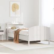 vidaXL Sängram utan madrass vit 75x190 cm massiv furu