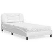 vidaXL Säng med madrass vit 100x200 cm konstläder