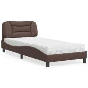 vidaXL Säng med madrass brun 80x200 cm konstläder