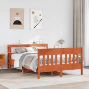 vidaXL Sängram utan madrass vaxbrun 140x200 cm massiv furu