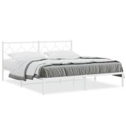 vidaXL Sängram med huvudgavel metall vit 180x200 cm