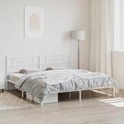 vidaXL Sängram med huvudgavel metall vit 180x200 cm