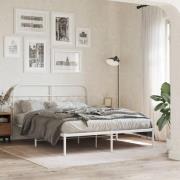 vidaXL Sängram med huvudgavel metall vit 135x190 cm