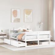 vidaXL Sängram utan madrass vit 150x200 cm massiv furu