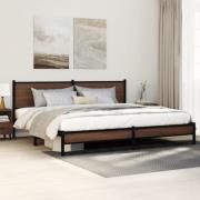 vidaXL Sängram utan madrass metall brun ek 193x203 cm