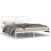 vidaXL Sängram med huvudgavel metall vit 193x203 cm