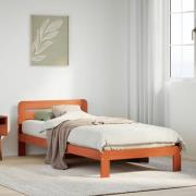 vidaXL Sängram utan madrass vaxad brun 90x190 cm massiv furu