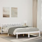vidaXL Sängram utan madrass extra lång vit 140x220 cm massiv furu