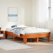 vidaXL Sängram utan madrass vaxbrun 120x190 cm massiv furu