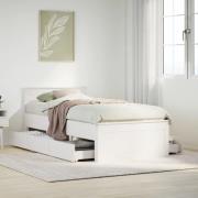 vidaXL Sängram utan madrass med huvudgavel vit 90x200 cm massiv furu