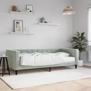 vidaXL Dagbädd med madrass ljusgrå 90x200 cm sammet