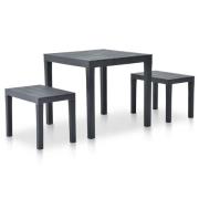 vidaXL Trädgårdsbord med 2 bänkar plast antracit