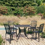 vidaXL Caféset 5 delar gjuten aluminium svart