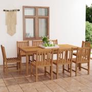vidaXL 9-delad trädgårdsmatgrupp 200x100 cm massiv teak