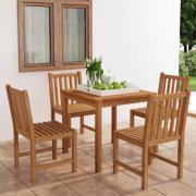vidaXL 5-delad trädgårdsmatgrupp 80x80 cm massiv teak