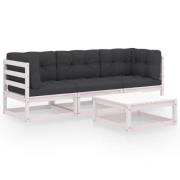 vidaXL Loungegrupp med dynor 4 delar massiv furu