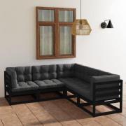 vidaXL Loungegrupp med dynor 5 delar massiv furu