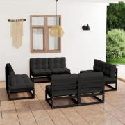 vidaXL Loungegrupp med dynor 8 delar massiv furu