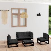 vidaXL Loungegrupp med dynor 5 delar massiv furu