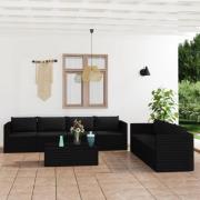 vidaXL Loungegrupp med dynor 8 delar konstrotting svart