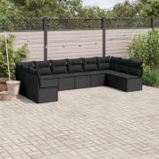 vidaXL Loungegrupp 10 delar med svarta dynor konstrotting