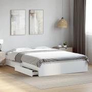 vidaXL Sängram med lådor vit 150x200 cm konstruerad trä