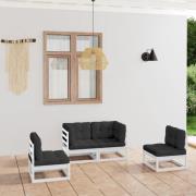 vidaXL Loungegrupp med dynor 4 delar massiv furu