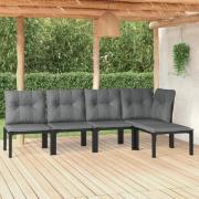 vidaXL Loungegrupp 5 delar konstrotting svart och grå