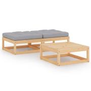 vidaXL Loungegrupp med dynor 3 delar massiv furu